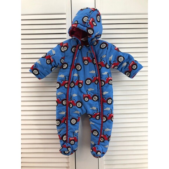 Lily & jack 6-9 M red and blue tractor puffer snowsuit - Picture 1 of 7